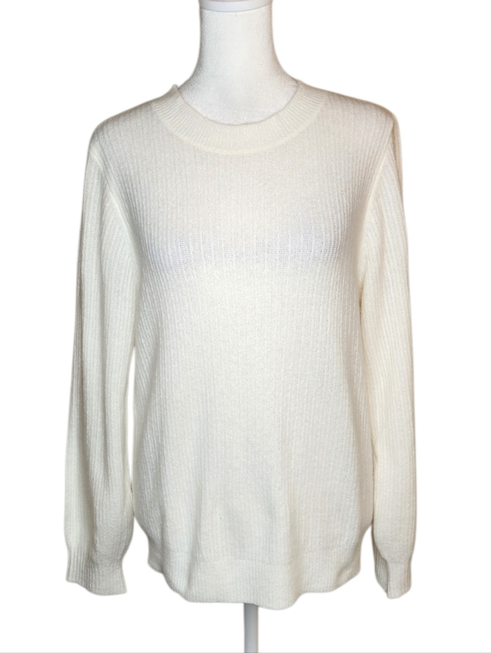 NEW Ann Taylor Lightweight Ivory Pointelle Open Gauge Knit Sweater Size Medium